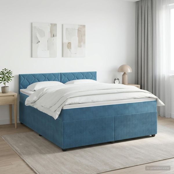 vidaXL Posteľ boxspring s matracom Tmavomodrá 180 x 200 cm Zamat