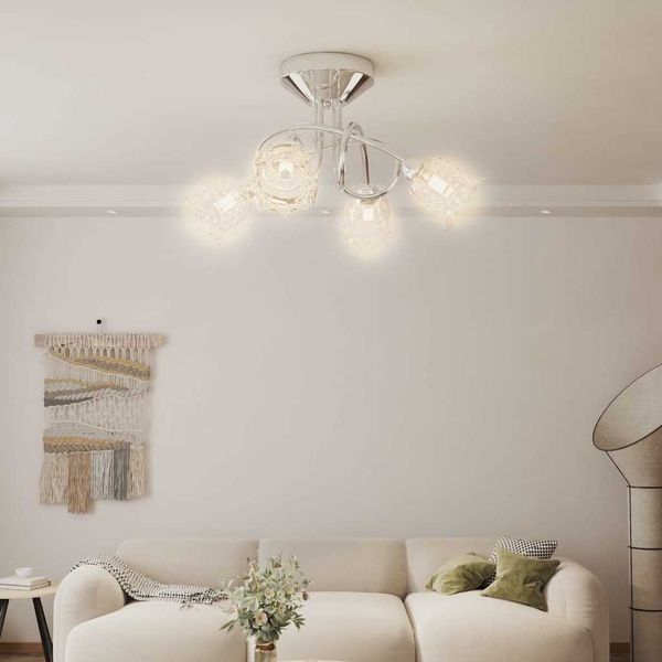 vidaXL Stropná lampa so sklenými tienidlami na 4 LED žiarovky G9