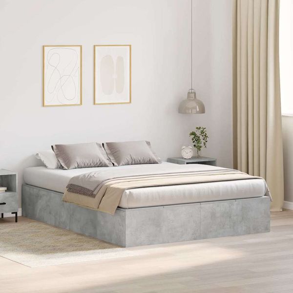 vidaXL Rám postele s úložným prostorem Betónová šedá 140 x 190 cm