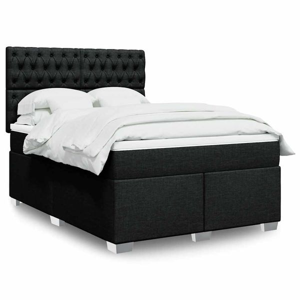 vidaXL Boxspring posteľ s matracom čierny 140x190 cm látka