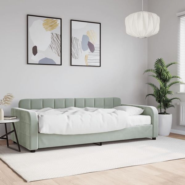 vidaXL Denná posteľ s matracom bledosivá 90x190 cm zamat