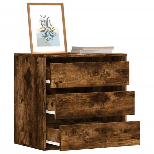 vidaXL Rohová komoda so zásuvkami dymový dub 60x41x58 cm kompoz. drevo