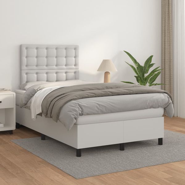 vidaXL Boxspring posteľ s matracom biela 120x200 cm umelá koža