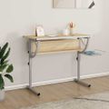 vidaX Písací stôl sonoma a sivý 110x53x(58-87)cm spracované drevo oceľ