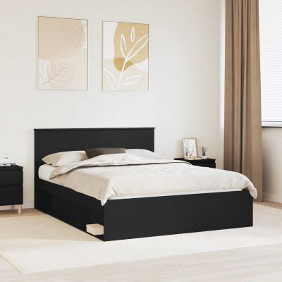vidaXL Rám postele Čierna 150 x 200 cm Masívne borovicové drevo