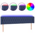 vidaXL Čelo postele s LED modré 183x16x78/88 cm látka