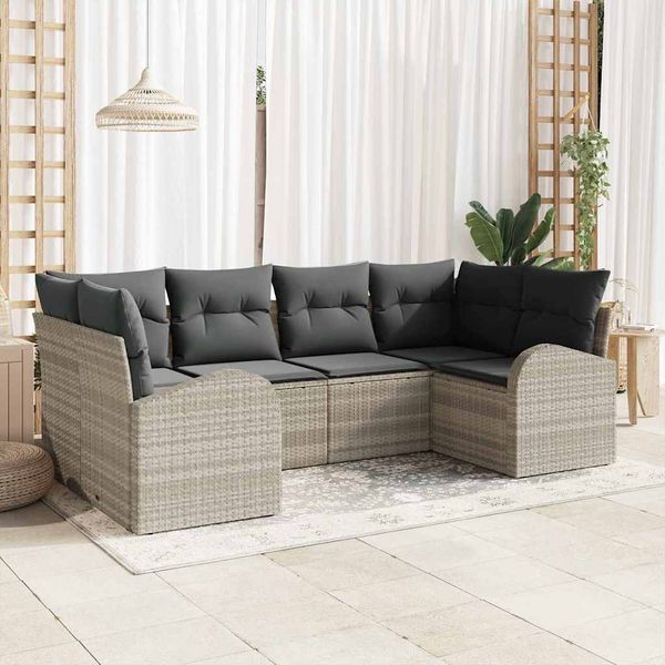 vidaXL Súprava záhradných pohoviek 6 pcs Svetlosivá polyratan