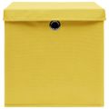 vidaXL Úložné boxy s vekom 10 ks, žlté 32x32x32 cm, látka