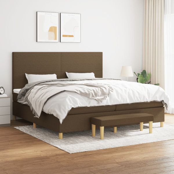 vidaXL Boxspring posteľ s matracom tmavohnedá 200x200 cm látka