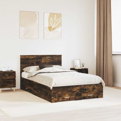 vidaXL Rám postele Dymový dub 120 x 190 cm Kompozitné drevo
