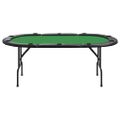 vidaXL Skladací pokrový stôl pre 10 hráčov zelený 207x106x76 cm