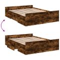 vidaXL Posteľný rám so zásuvkami dymový dub 135x190cm kompozitné drevo