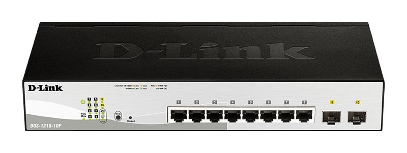 D-Link DGS-1210-10P, 10-port 10/100/1000 Gigabit PoE Smart Switch 2x SFP 65W