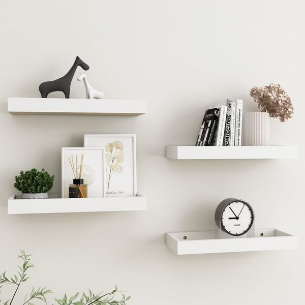 vidaXL Terasové nástenné police 4 ks dubové a biele 40x15x4 cm MDF
