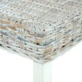 vidaXL Lavička 110 cm biely prírodný kubu ratan a masívne mahagónové drevo