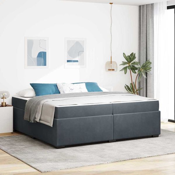 vidaXL Rám postele s matracmi Tmavo šedá 200 x 200 cm látka