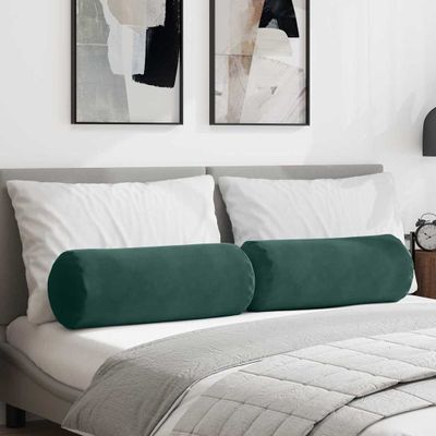 vidaXL Podložkové vankúše 2 pcs Tmavozelená Ø 25 x 70 cm