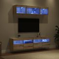 vidaXL TV nástenné jednotky s LED 5 ks Remeselný dub Kompozitné drevo