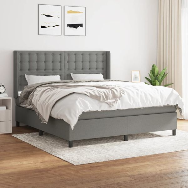 vidaXL Boxspring posteľ s matracom tmavosivá 180x200 cm látka