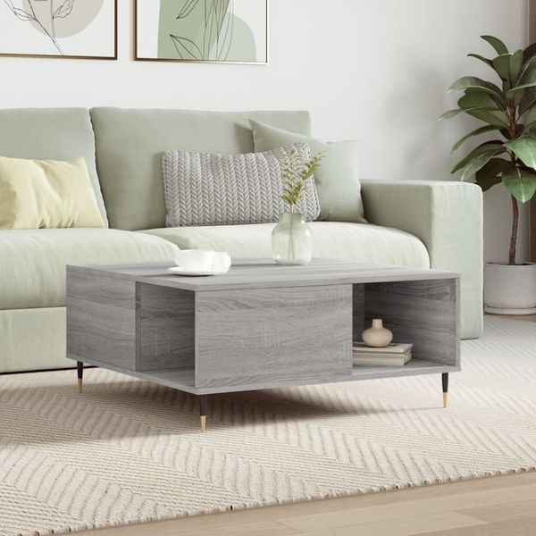 vidaXL Konferenčný stolík sivý dub sonoma 80x80x36,5 spracované drevo