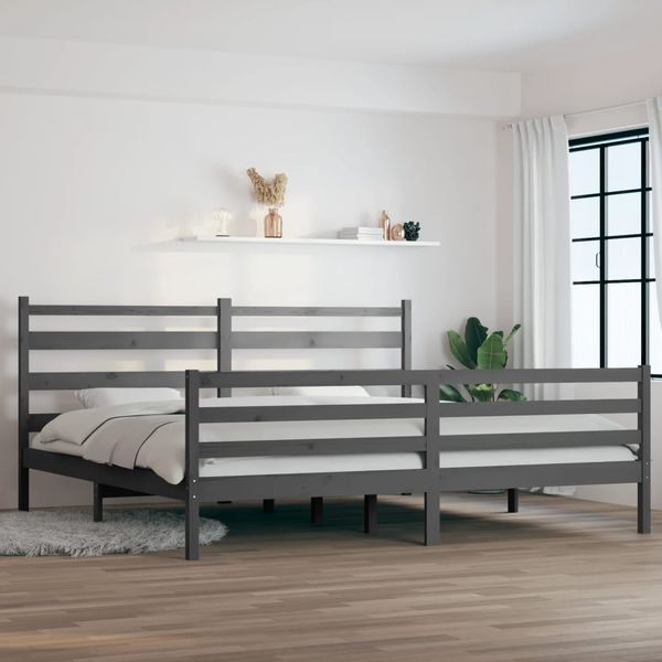 vidaXL Posteľný rám borovicový masív 200x200 cm sivý