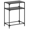vidaXL Konzolový stolík s čiernou sklenenou doskou 60x35x81 cm oceľ