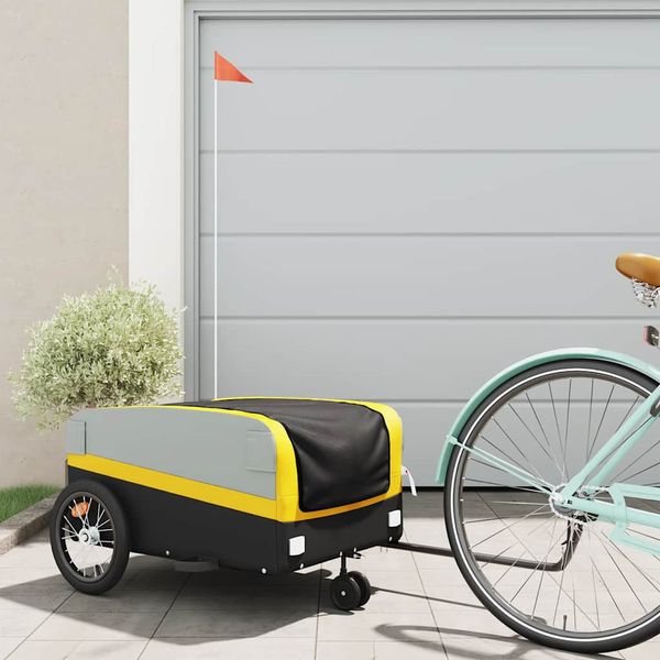 vidaXL Vozík za bicykel, čierno žltý 45 kg, železo