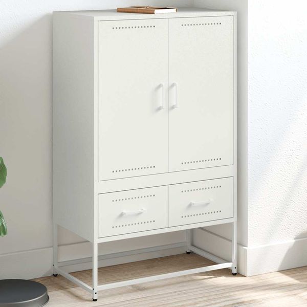 vidaXL Vysoká skrinka biela 68x39x111,5 oceľ