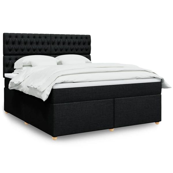 vidaXL Posteľný rám boxspring s matracom čierny 180x200 cm látka