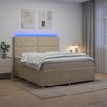 vidaXL LED boxspring posteľ s matracom Krémová 160 x 200 cm Látka