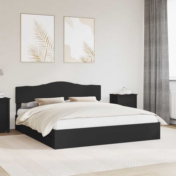 vidaXL Úložná posteľ so zásuvkou Čierna 200 x 200 cm Kompozitné drevo