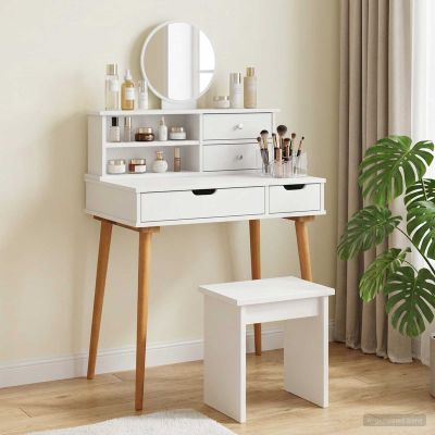 vidaXL Sada toaletného stolíka FAUSKE 2 ks Biela 76 x 50 x 103,5 cm