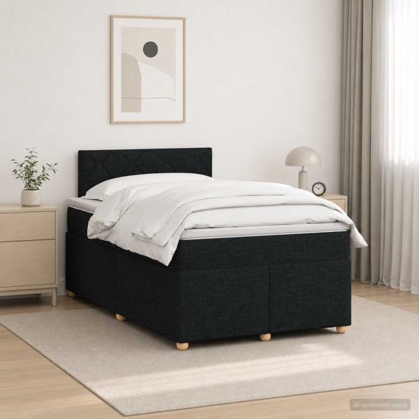 vidaXL Posteľ boxspring s matracom Čierna 120 x 190 cm Látka