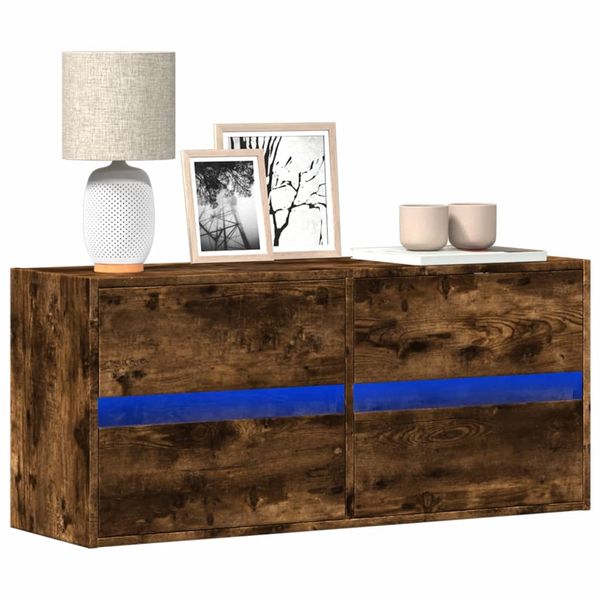 vidaXL TV nástenná skrinka s LED svetlami dymový dub 100x31x45 cm