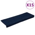 vidaXL Schodové rohože, samolepiace, 15 ks, 65x21x4 cm, námornícke, s obdĺžnikovým okrajom