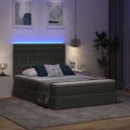 vidaXL LED úložná posteľ s matracom Tmavosivá 140 x 190 cm Látka
