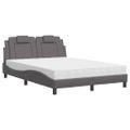 vidaXL Posteľ Viana s matracom sivá 140x200 cm umelá koža