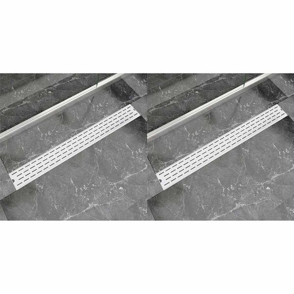 vidaXL Rovný sprchový odtok s líniami 2 ks 930x140 mm nehrdzavejúca oceľ