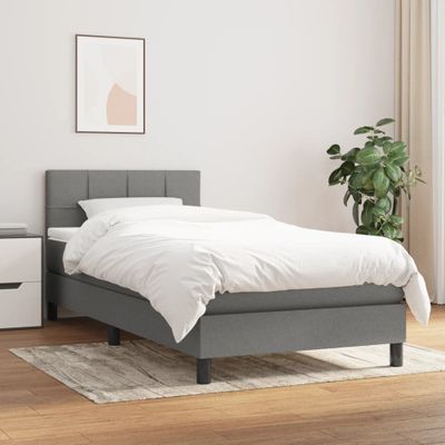 vidaXL Boxspring posteľ s matracom tmavosivá 90x200 cm látka