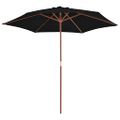 vidaXL Záhradný slnečník, drevená tyč, čierny 270 cm