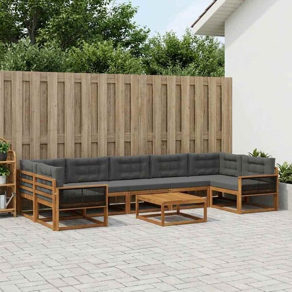 vidaXL Záhradná súprava gaučov s vankúšom 8 pcs Prírodná a antracitová