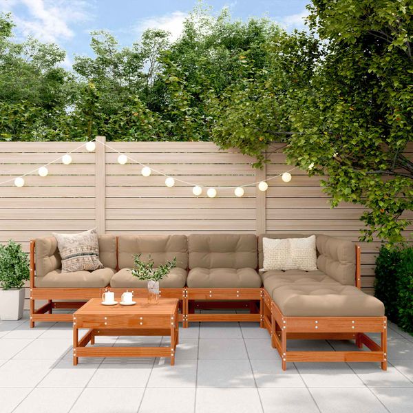 vidaXL Záhradný lounge set 7 pcs Voskovo hnedá Borovicový masív