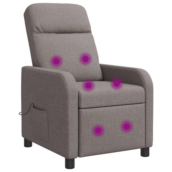 vidaXL Masážne relaxačné kreslo Sivohnedá Látka