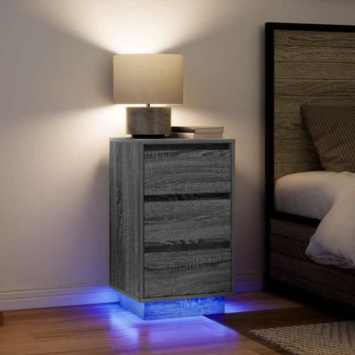 vidaXL nočná skrinka s LED osvetlením sivá Sonoma 38x34x65 cm