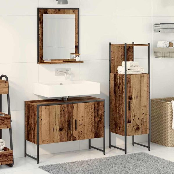 vidaXL Sada kúpeľňového nábytku Nástenný 3 pcs Hnedá Kompozitné drevo