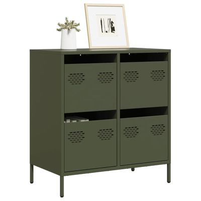 vidaXL Komoda olivovozelená 68x39x73,5 cm oceľ valcovaná za studena