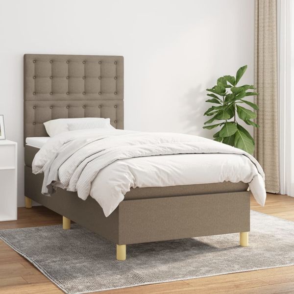 vidaXL Boxspring posteľ s matracom sivohnedý 100x200 cm látka