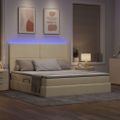 vidaXL LED úložná posteľ s matracom Krémová 160 x 200 cm Látka