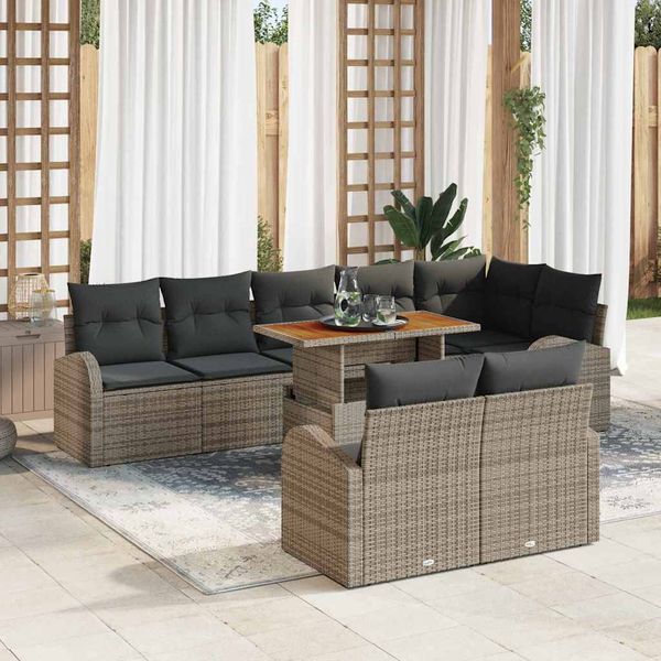 vidaXL Súprava záhradných pohoviek s úložiskom 9 pcs Sivá Poly ratan