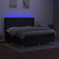vidaXL Posteľ boxsping s matracom a LED čierna 160x200 cm látka